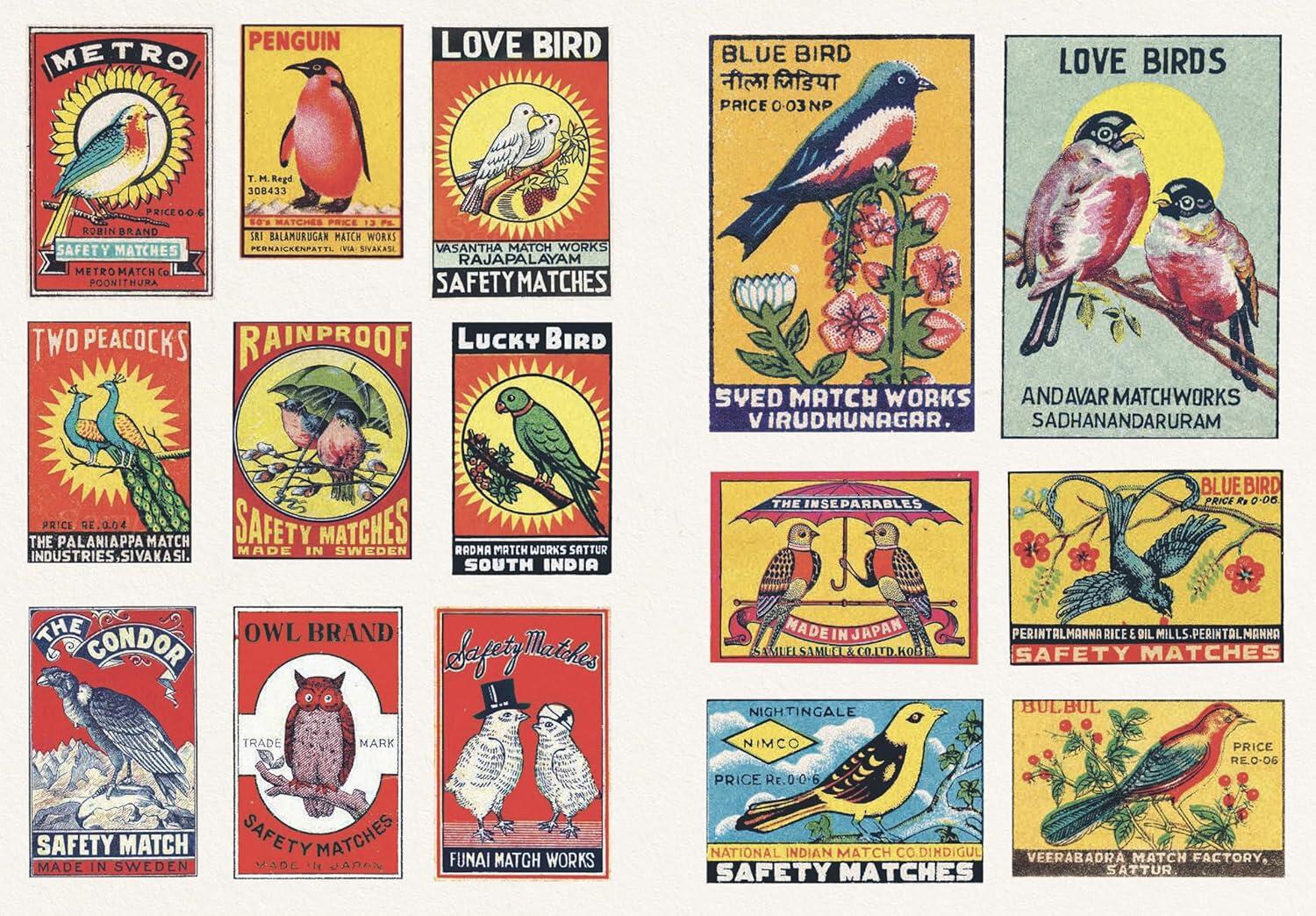 Vintage Matchboxes klistermærkebog - over 100 klistermærker